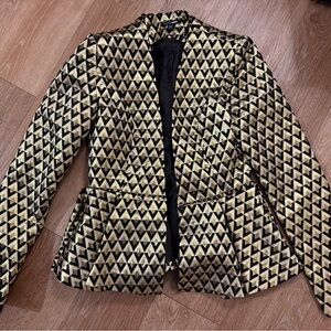 Fashion Nova Black and Gold Patterned Blazer